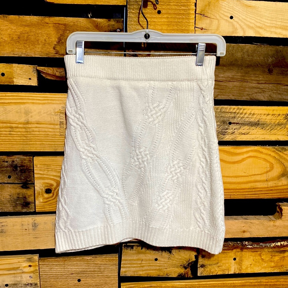 Maeve Cream Cable Knit Mini Skirt